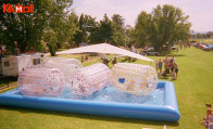 playing football with bubble zorb ball